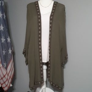 St. John's Bay Women's Kimono Olive Green OS